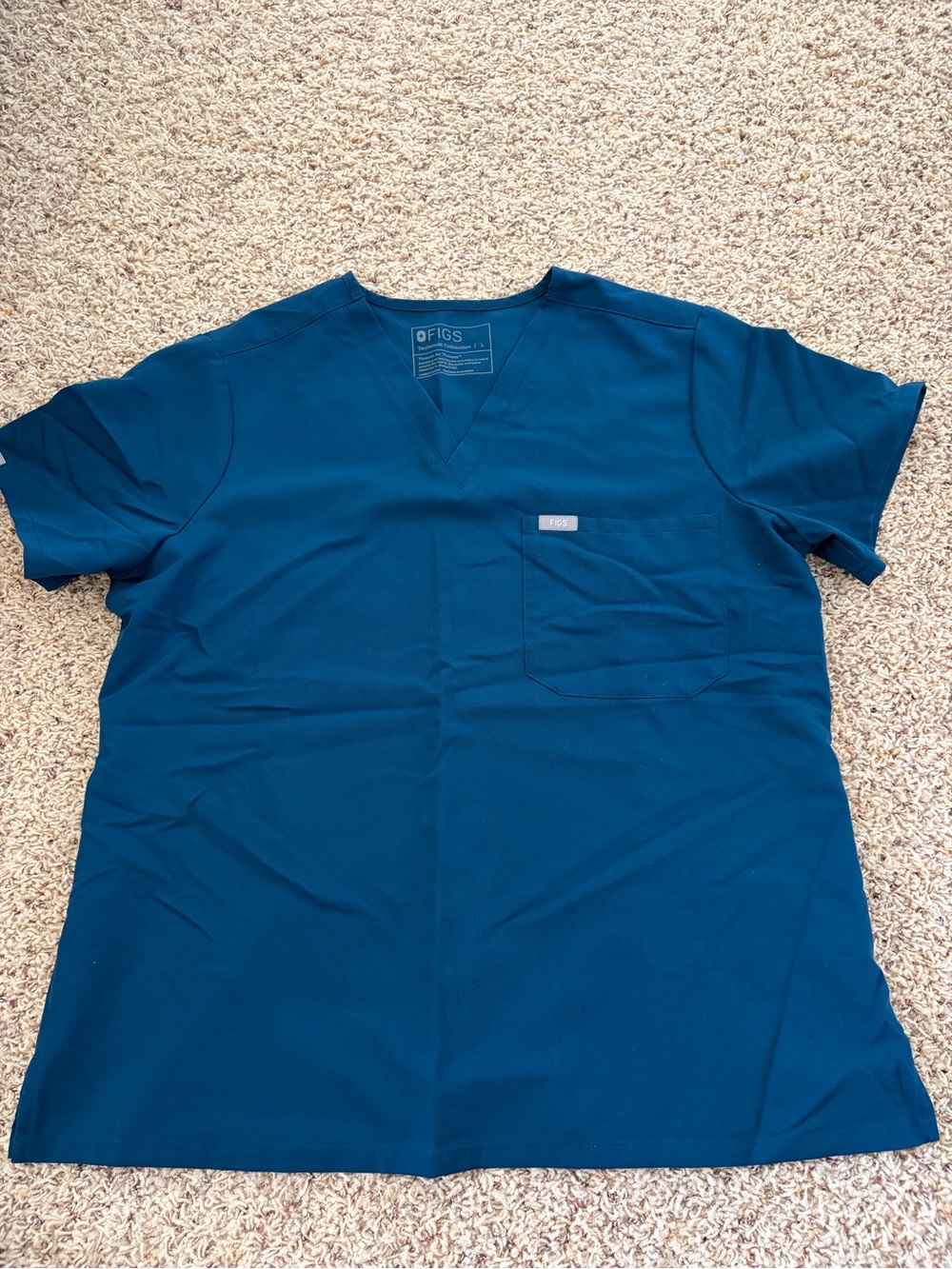 Figs Catarina scrub top, large, deep reef